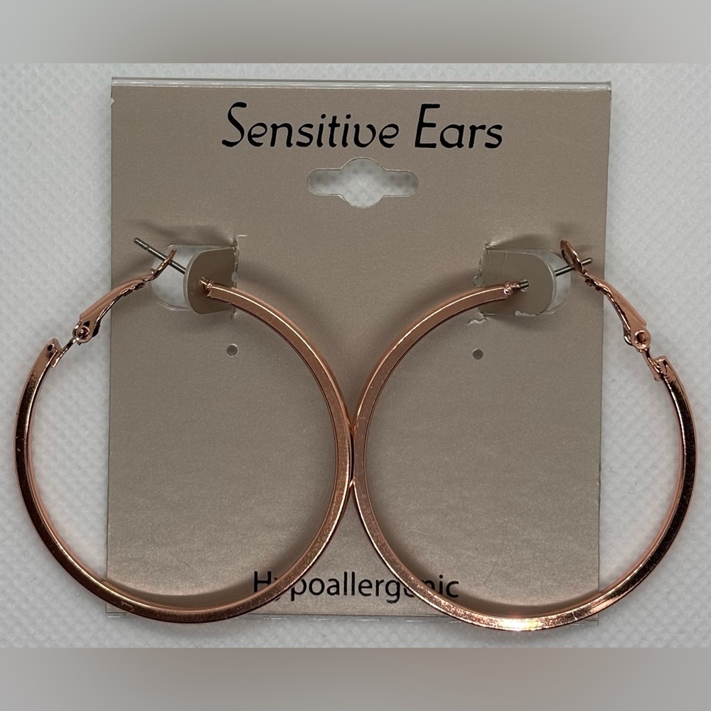 New Sensitive Ears Hypoallergenic Rose Gold Hoop Earrings